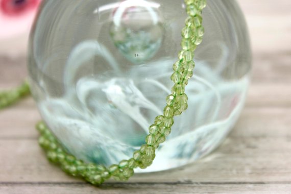 Natural Peridot Beads, 2mm Faceted Round Transparent Green Natural Peridot Gemstone Beads - Full Strand - Pg272