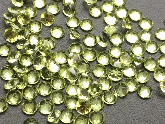 4mm Peridot Round Cut Stone Lot, Pointed Back Round Faceted Peridot, Loose Peridot Gemstones For Jewelry (5ctw To 25ctw Options) - Ksn200