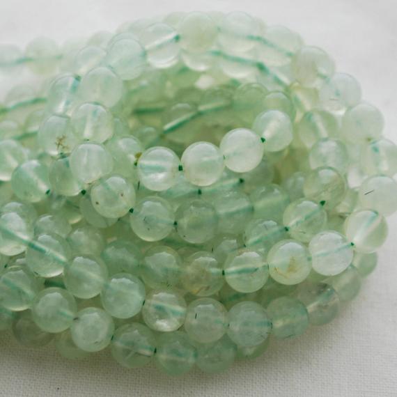 Natural Prehnite (green) Semi-precious Gemstone Round Beads - 4mm, 6mm, 8mm, 10mm Sizes - 15" Strand