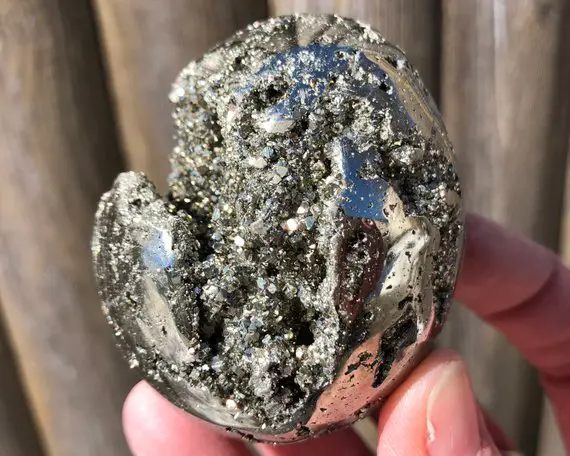 2.4" Sparkly Pyrite Egg From Peru, Crystal Egg, Pyrite Druzy, Sparkly Pyrite Cluster, Home Decor Crystal For Abundance, Gift For Leo #2