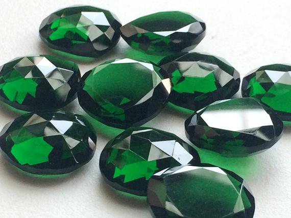 18mm Green Hydro Quartz Rose Cut Cabochons, 5 Pieces Heart Shape Flat Back Emerald Green Colored Hydro Cabochons For Jewelry - Krs249