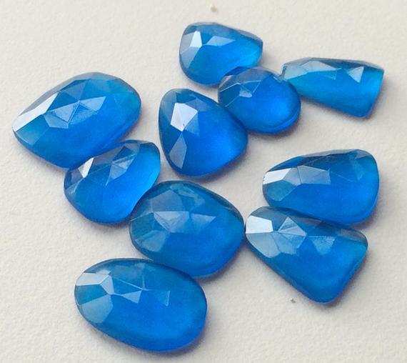 15-22mm Blue Hydro Quartz Rose Cut Cabochons, Hydro Quartz Faceted Gemstones, Blue Colored Hydro For Jewelry (5pcs To 10pcs Options)