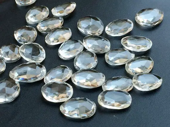 14-19mm Crystal Rose Cut Cabochons, Crystal Quartz Faceted Cabochons, Loose Clear Crystal Gems For Jewelry (5pcs To 10pcs Options)