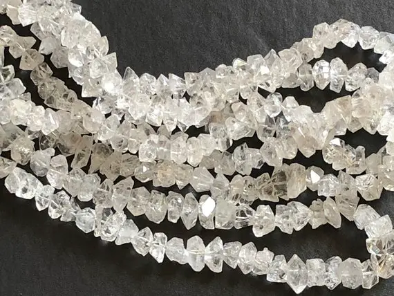 White Herkimer Diamond Quartz Beads, Natural 9-12mm Clear Raw Herkimer Diamond, Center Drilled Diamond Quartz Nuggets (4in To 8in)-adg125