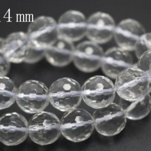 Shop Quartz Crystal Faceted Beads! 4mm-14mm Natural Crystal Quartz Beads,64 Faceted Crystal Quartz Round Stone Beads,15 inches one strand | Natural genuine faceted Quartz beads for beading and jewelry making.  #jewelry #beads #beadedjewelry #diyjewelry #jewelrymaking #beadstore #beading #affiliate #ad
