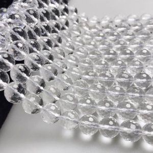 Shop Quartz Crystal Faceted Beads! Clear Quartz Faceted Round Beads 5mm 6mm 8mm 10mm 12mm 14mm 15.5" Strand | Natural genuine faceted Quartz beads for beading and jewelry making.  #jewelry #beads #beadedjewelry #diyjewelry #jewelrymaking #beadstore #beading #affiliate #ad