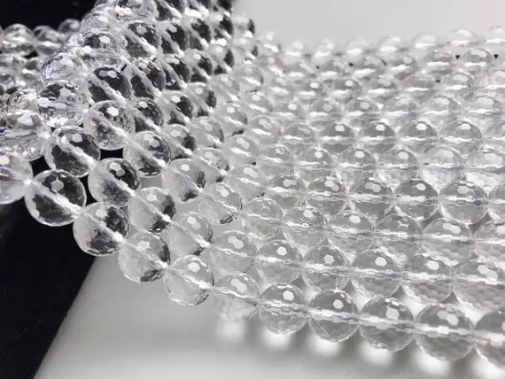 Clear Quartz Faceted Round Beads 3mm 4mm 6mm 8mm 10mm 12mm 14mm 15.5" Strand