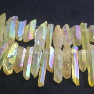 Shop Quartz Crystal Bead Shapes! Side Drilled Crystal Quartz Point Beads, Electroplated Top Drilled Quartz Point Beads.15 inches one starand | Natural genuine other-shape Quartz beads for beading and jewelry making.  #jewelry #beads #beadedjewelry #diyjewelry #jewelrymaking #beadstore #beading #affiliate #ad