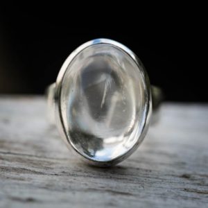 Clear Quartz Ring Size 5 – 9.5  – Quartz Cabohon Ring – Sterling Sliver Clear Quartz Ring – White Quartz Ring – Clear Crystal Quartz Cab | Natural genuine Gemstone rings, simple unique handcrafted gemstone rings. #rings #jewelry #shopping #gift #handmade #fashion #style #affiliate #ad
