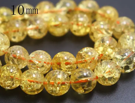10mm Natural Orange Snow Rock Crystal Quartz Beads,smooth And Round Stone Beads,15 Inches One Starand