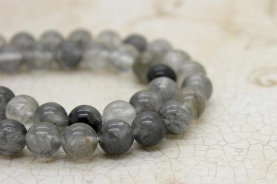 Cloudy Quartz Beads, Nautral Quartz Smooth Round Loose Gemstone Beads (6mm 8mm 10mm) - Pg299
