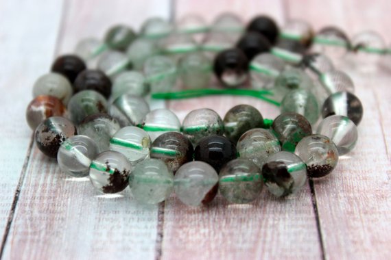 Green Phantom Quartz Beads, Polisehd Smooth Round Natural Quartz Clear Gemstone Beads (4mm 6mm 8mm 10mm) - Pg13