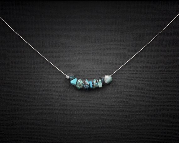 Raw Chrysocolla Necklace, Calming Necklace, Anxiety Necklace, Mindfulness Gift