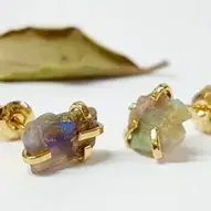 Medium Black Opal Earring Raw Stud Earring Rose Gold Earring Tumbled Opal Jewelry Raw Opal Earring Raw Black Opal Large Opal Studs