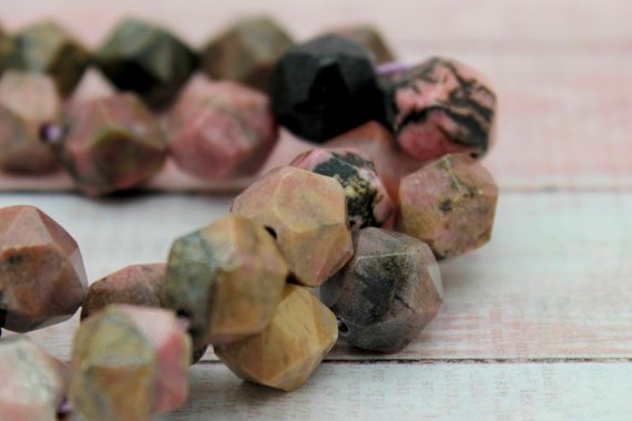 Natural Rhodonite, Rhodonite Round Faceted Natural Loose Gemstone Beads (8mm, 10mm) - Rnf13