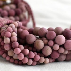 Shop Rhodonite Round Beads! Grade A Natural Chinese Rhodonite (pink) – FROSTED / MATTE – Semi-precious Gemstone Round Beads – 4mm, 6mm, 8mm, 10mm – 15.5" strand | Natural genuine round Rhodonite beads for beading and jewelry making.  #jewelry #beads #beadedjewelry #diyjewelry #jewelrymaking #beadstore #beading #affiliate #ad