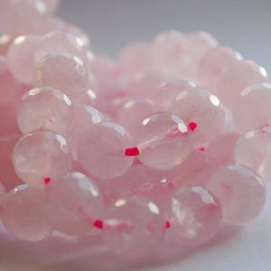 Shop Rose Quartz Faceted Beads! High Quality Grade A Natural Rose Quartz Semi-precious Gemstone FACETED Round Beads – 6mm, 8mm, 10mm sizes – Approx 15" strand | Natural genuine faceted Rose Quartz beads for beading and jewelry making.  #jewelry #beads #beadedjewelry #diyjewelry #jewelrymaking #beadstore #beading #affiliate #ad