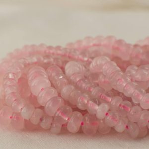 Shop Rose Quartz Rondelle Beads! High Quality Grade A Natural Rose Quartz (pink) Semi-Precious Gemstone Rondelle / Spacer Beads – 6mm, 8mm sizes | Natural genuine rondelle Rose Quartz beads for beading and jewelry making.  #jewelry #beads #beadedjewelry #diyjewelry #jewelrymaking #beadstore #beading #affiliate #ad
