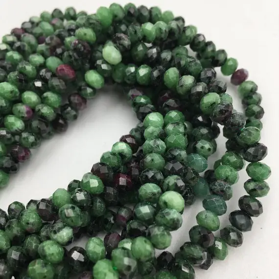 Natural Ruby Zoisite Faceted Rondelle Beads 4x6mm 5x8mm 6x10mm 15.5" Strand