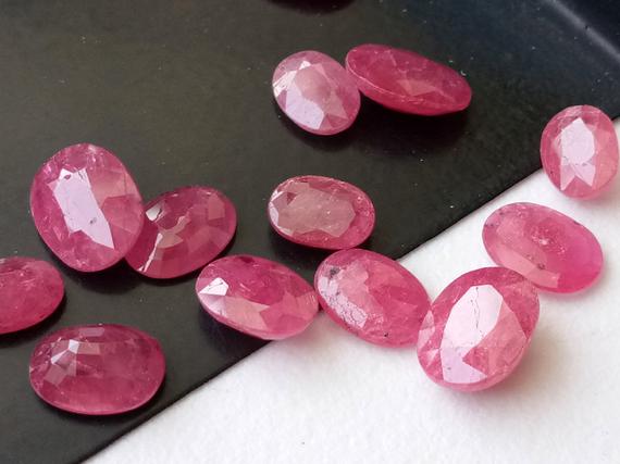 5x7mm - 6.5x9mm Ruby Mozambique Oval Cut Stone, Natural Ruby Faceted Oval Cut Stone, 2 Pcs Loose Ruby Gems For Jewelry, Ruby Oval Cut Stone
