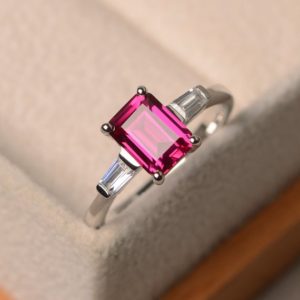 Shop Ruby Rings! Red ruby ring, emerald cut red stone ring, July birthstone ring, sterling silver ring, retro ruby ring | Natural genuine Ruby rings, simple unique handcrafted gemstone rings. #rings #jewelry #shopping #gift #handmade #fashion #style #affiliate #ad