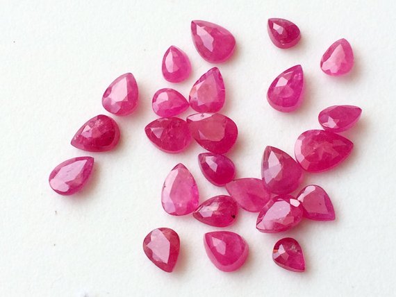 4x5.5mm - 5x8mm Ruby Mozambique Pear Cut Stone, Natural Ruby Faceted Pear Cut Stone, Loose Ruby Gems, Ruby Pear (1pc To 2pc Options)