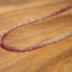Umba Sapphire Necklace, Multi Sapphire Jewelry, September Birthstone. Pink Sapphire Beaded, Gemstone Necklace | Natural genuine Pink Sapphire necklaces. Buy crystal jewelry, handmade handcrafted artisan jewelry for women.  Unique handmade gift ideas. #jewelry #beadednecklaces #beadedjewelry #gift #shopping #handmadejewelry #fashion #style #product #necklaces #affiliate #ad