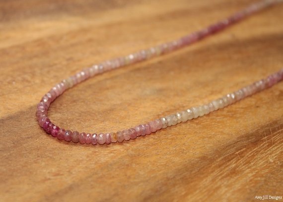 Umba Sapphire Necklace, Multi Sapphire Jewelry, September Birthstone. Pink Sapphire Beaded, Gemstone Necklace