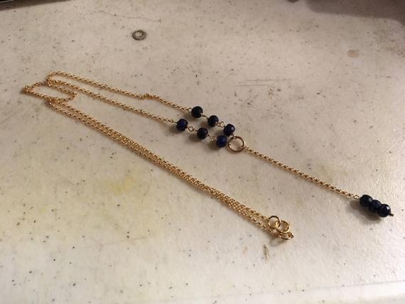 Sapphire Necklace - Navy Blue Jewelry - September Birthstone - Gemstone Jewellery - Gold Chain - Pendant - Luxe