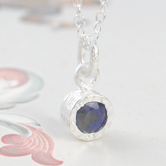 Silver Sapphire Pendant Gemstone Necklace Sapphire Necklace September Birthstone Necklace For Mom Anniversary Gift Handmade Necklace