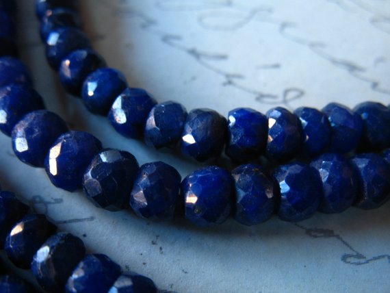 5-50 Pcs / 3.5-4mm Sapphire Gemstone Beads Rondelles / Medium Blue, Luxe Aaa / Dyed September Birthstone Tr S Wholesale Bead Dsa