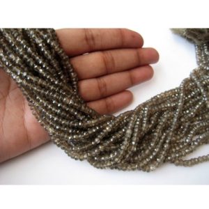 Shop Smoky Quartz Faceted Beads! 3.5-4mm Smoky Quartz Hydro Quartz Faceted Rondelle Beads, Brown Color Quartz Faceted Rondelle Beads, 13 Inch Smoky Colored Bead (1ST To 5ST) | Natural genuine faceted Smoky Quartz beads for beading and jewelry making.  #jewelry #beads #beadedjewelry #diyjewelry #jewelrymaking #beadstore #beading #affiliate #ad