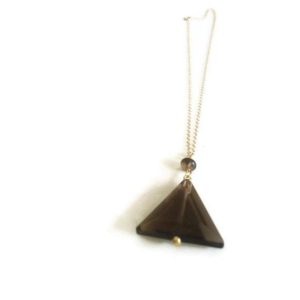 Shop Smoky Quartz Necklaces! Smoky Quartz Necklace – Brown Jewelry – Triangle Jewellery – Geometric – Gold – Gemstone – Earth Tones – Faceted | Natural genuine Smoky Quartz necklaces. Buy crystal jewelry, handmade handcrafted artisan jewelry for women.  Unique handmade gift ideas. #jewelry #beadednecklaces #beadedjewelry #gift #shopping #handmadejewelry #fashion #style #product #necklaces #affiliate #ad