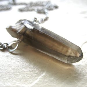 Smoky Quartz Crystal Necklace,  Artisan Quartz Gemstone Statement Pendant Chain Necklace Jewelry, Gemstone Jewelry, Crystal Point Necklace | Natural genuine Smoky Quartz pendants. Buy crystal jewelry, handmade handcrafted artisan jewelry for women.  Unique handmade gift ideas. #jewelry #beadedpendants #beadedjewelry #gift #shopping #handmadejewelry #fashion #style #product #pendants #affiliate #ad