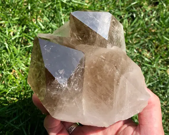 4.8" Natural Smoky Quartz Cluster From Brazil, Large Real Smoky Crystal, Birthday Gift For Her, Him, Home Decor, Crystal For Protection 2c