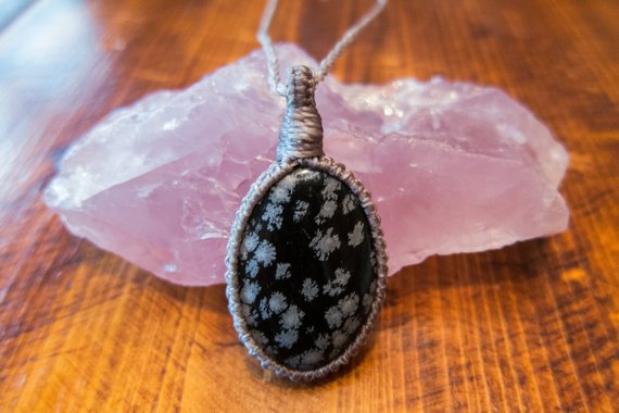 Snowflake Obsidian Necklace ~ Crystal Necklace ~ Handmade ~ Gift ~ Purification ~ Grounding ~ Balance ~ Transformation ~ Acceptance ~ Change