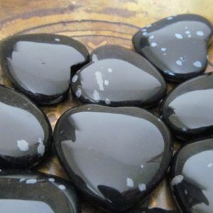 Snowflake Obsidian Flat 40 mm Heart K219 | Natural genuine stones & crystals in various shapes & sizes. Buy raw cut, tumbled, or polished gemstones for making jewelry or crystal healing energy vibration raising reiki stones. #crystals #gemstones #crystalhealing #crystalsandgemstones #energyhealing #affiliate #ad