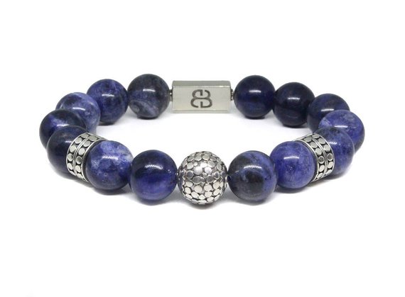 Sodalite Bracelet, Sodalite And Gold Vermeil Beads Bracelet, Men's Bracelet, Bead Bracelet Men, Sodalite And Silver Bracelet, Blue Bracelet