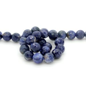 Shop Sodalite Faceted Beads! Natural Sodalite, Faceted Sodalite Round Sphere Ball Loose Gemstone Beads | Natural genuine faceted Sodalite beads for beading and jewelry making.  #jewelry #beads #beadedjewelry #diyjewelry #jewelrymaking #beadstore #beading #affiliate #ad