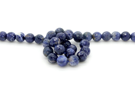 Natural Sodalite Beads, Blue Sodalite Faceted Round Sphere Ball Gemstone Beads Pgp13