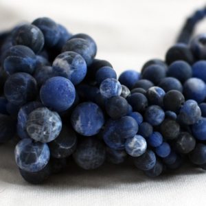 Grade A Natural Sodalite (blue) – FROSTED / MATTE – Semi-precious Gemstone Round Beads – 4mm, 6mm, 8mm, 10mm – 15" strand | Natural genuine beads Array beads for beading and jewelry making.  #jewelry #beads #beadedjewelry #diyjewelry #jewelrymaking #beadstore #beading #affiliate #ad