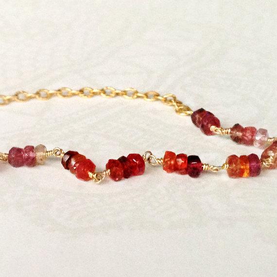 Red Spinel Bracelet - Valentine's Gift Jewelry - 14k Gold Filled Jewellery - Gemstone - Chain - Beaded