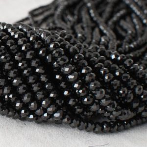 Shop Spinel Faceted Beads! High Quality Grade A Natural Black Spinel Semi-Precious Gemstone FACETED Rondelle Spacer Beads – 2mm, 3mm, 4mm, 6mm, 8mm sizes 15" strand | Natural genuine faceted Spinel beads for beading and jewelry making.  #jewelry #beads #beadedjewelry #diyjewelry #jewelrymaking #beadstore #beading #affiliate #ad