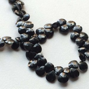 7mm Black Spinel Faceted Heart Gemstone, Black Spinel Heart Briolettes For Jewelry, Black Spinel Gemstones (4IN To 8IN Options) | Natural genuine other-shape Gemstone beads for beading and jewelry making.  #jewelry #beads #beadedjewelry #diyjewelry #jewelrymaking #beadstore #beading #affiliate #ad