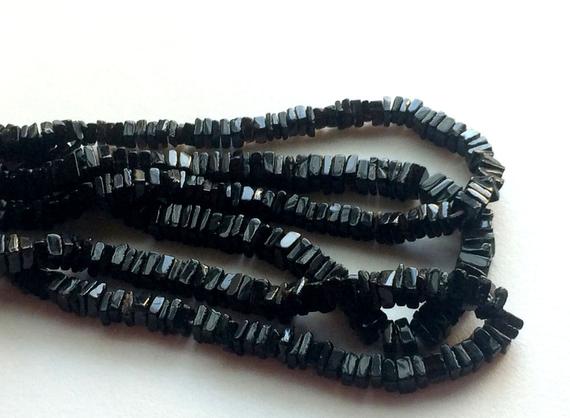 5-6mm Black Spinel Square Heishi Cut Beads, Black Spinel Spacer Heishi Beads, Black Spinel Flat Square Beads (8in To 16in Strand)