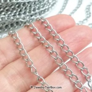 Shop Chain for Jewelry Making! Stainless Steel Chain, Bulk Extender Twist Chain, Charm Bracelet Chain, Open Link, 3.5×5.5×0.75mm, Lot Size 4 to 20 feet, #1950 | Shop jewelry making and beading supplies, tools & findings for DIY jewelry making and crafts. #jewelrymaking #diyjewelry #jewelrycrafts #jewelrysupplies #beading #affiliate #ad