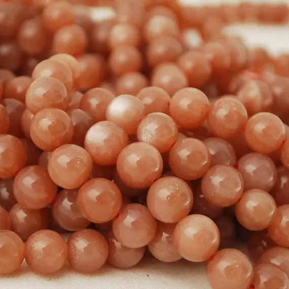 Sunstone Round Beads - 4mm, 6mm, 8mm, 10mm Sizes - 15" Strand - Natural Semi-precious Gemstone