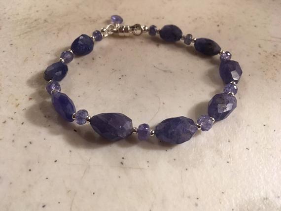 Tanzanite Bracelet - Sterling Silver Jewelry - Purple Gemstone Jewellery - December Birthstone - Beaded