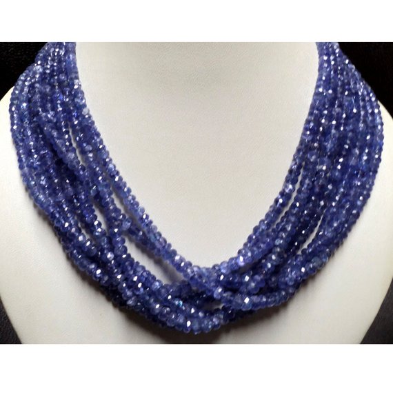 3-5mm Tanzanite Faceted Rondelle Beads, Tanzanite Rondelle Beads, Tanzanite Faceted Beads For Jewelry (8in To 16in Options)