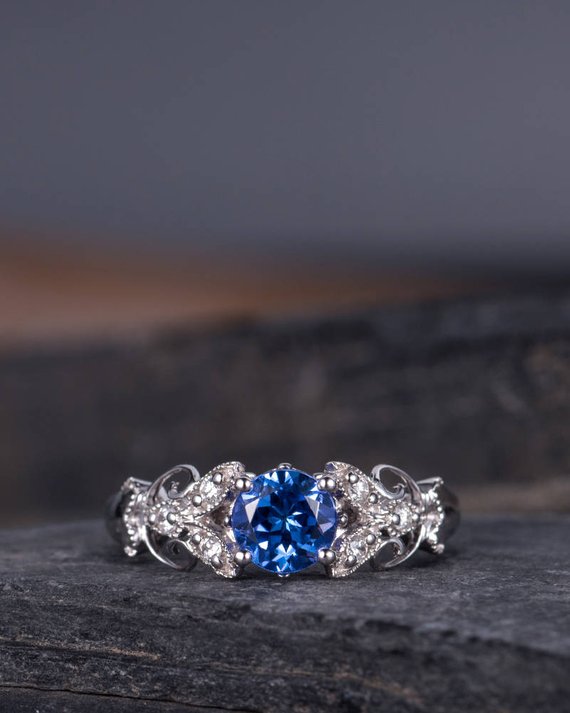 Moonstone Engagement Ring Rose Gold Cluster Diamond Band Pear Shaped Three Stone June Birthstone Tear Drop 3 Stone Bridal Women Ring